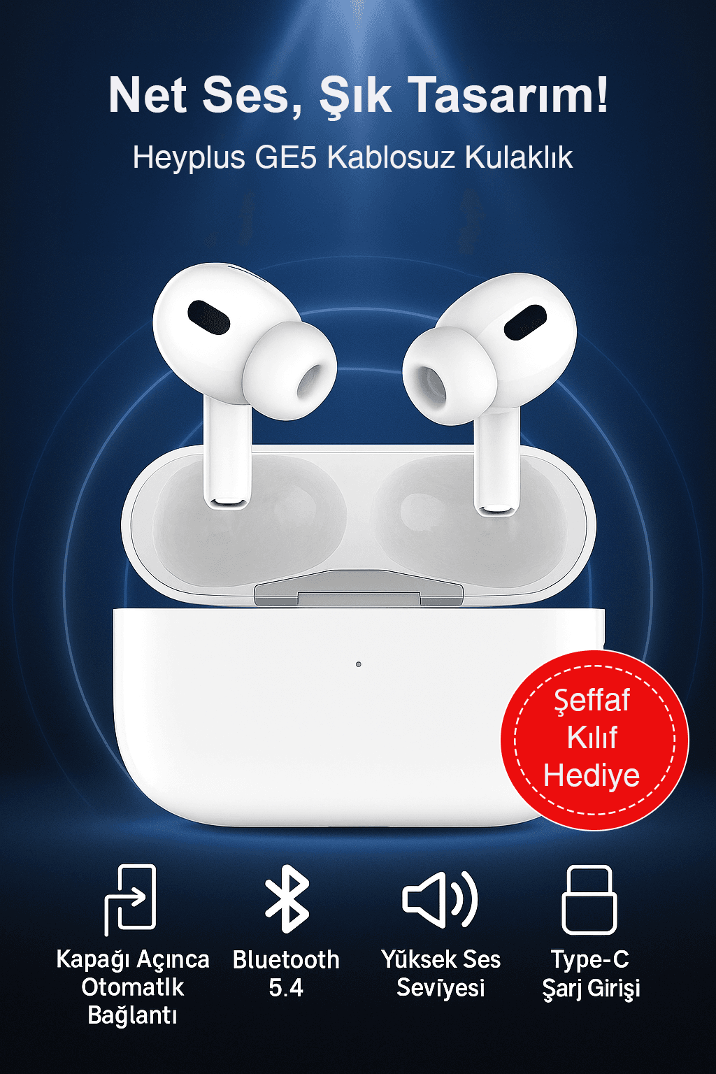 Heyplus GE5 Bluetooth Kulaklık Beyaz Kulak içi Kablosuz Kulaklık